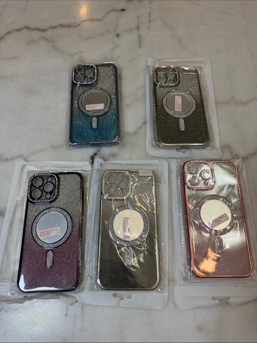 Glitter MagSafe-Compatible Phone Case with Ring - Multiple Colors